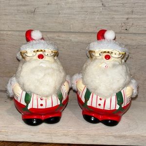 Santa Salt & Pepper Shakers W Movable Glasses